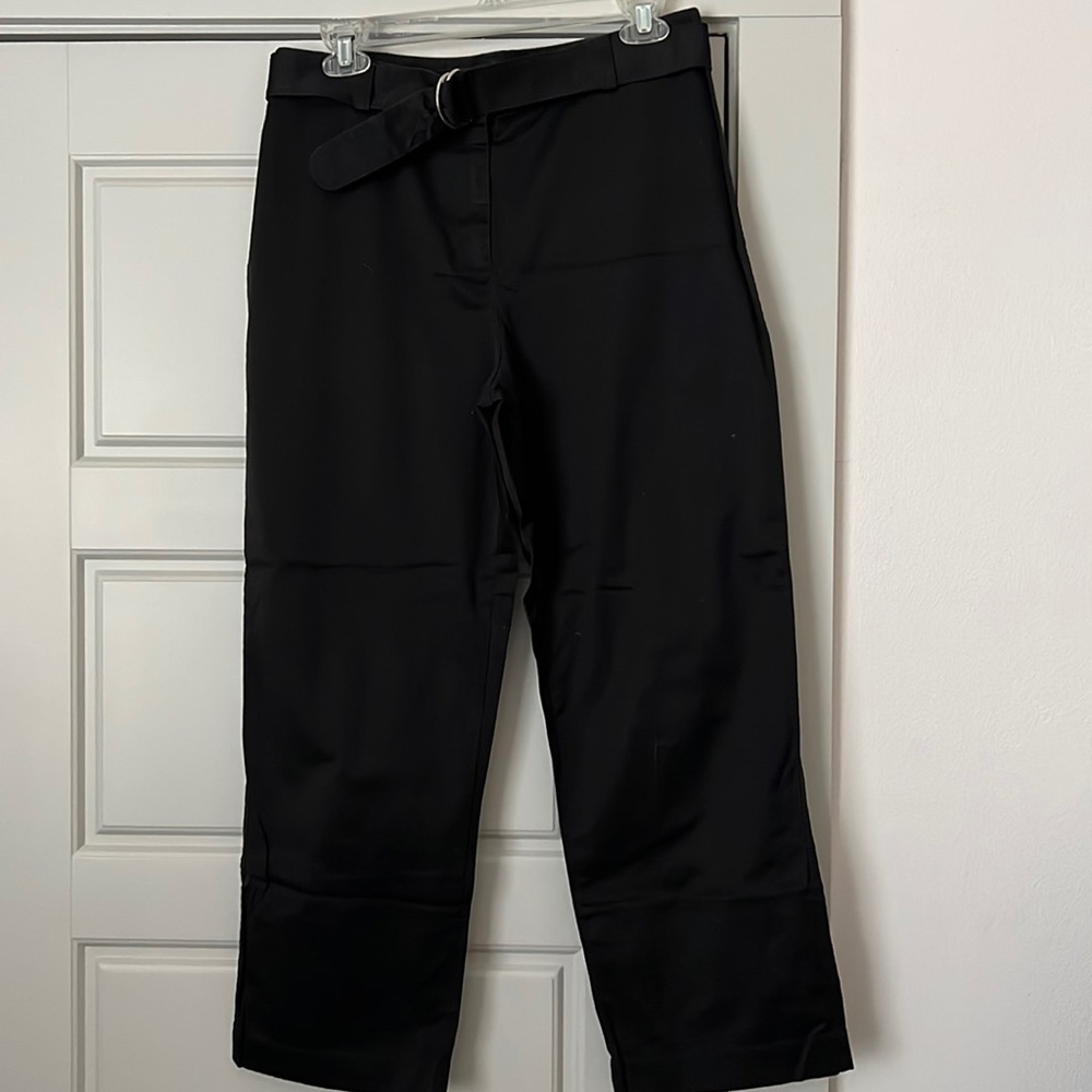 Ann Taylor black‎ Sz 10 high rise crop casual pants belted